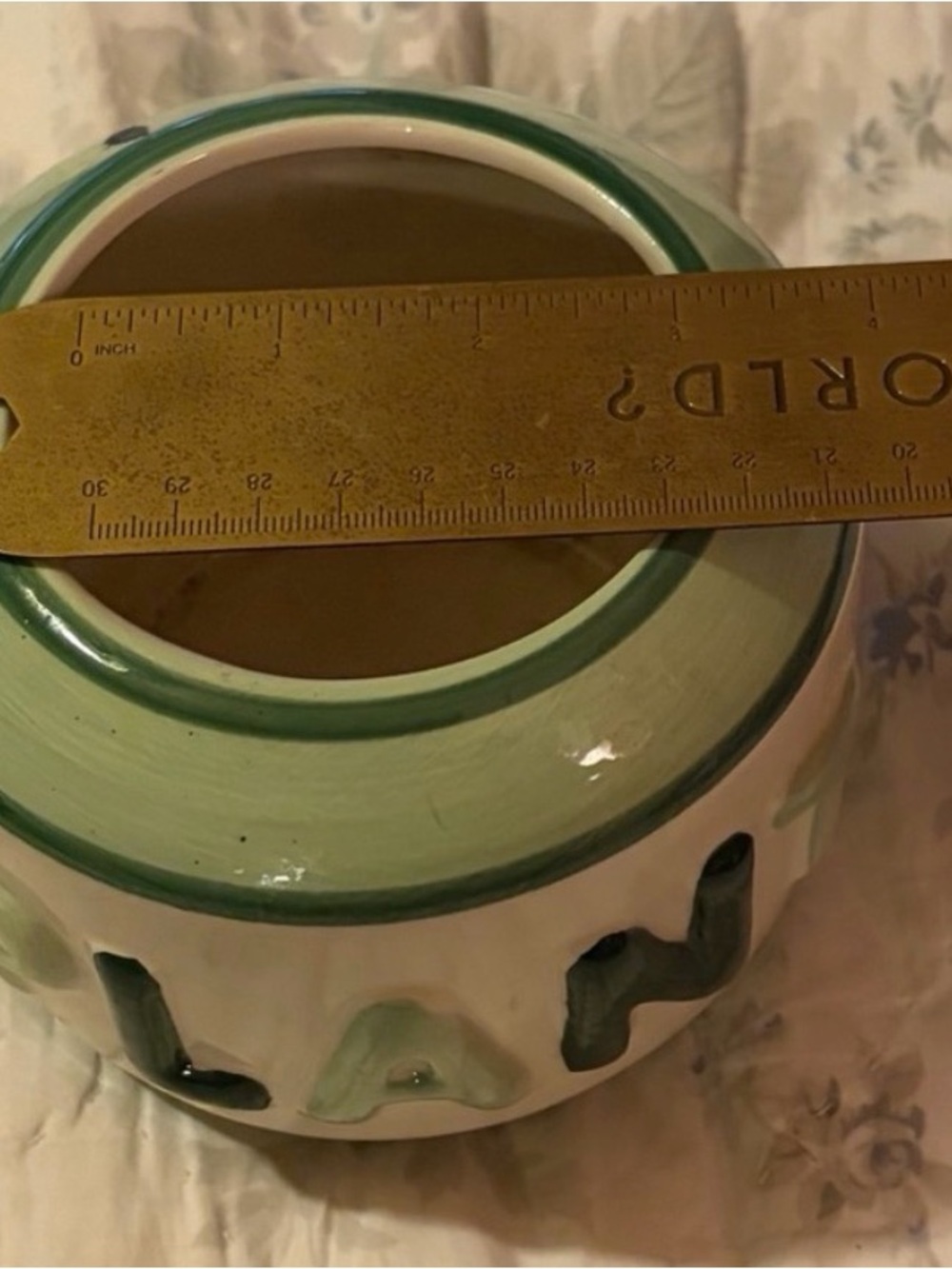 Ceramic 'PLANT' Vase - Cream and Green Decorative Pot - Picture 3 of 4